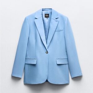 Zara STRAIGHT CUT BLAZER blue Size Medium NEW